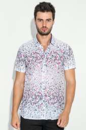 Рубашка мужская с цветочным орнаментом 50P8539 (Молочно-сиреневый)