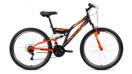 Горный (MTB) велосипед ALTAIR MTB FS 26 1.0 черный/оранжевый матовый 18” рама