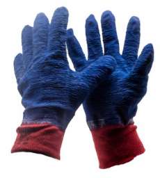 Перчатки хлопчатобумажные с полным рифленым латексным покрытием (синие)