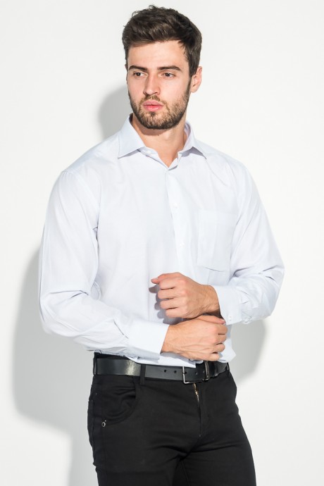 Рубашка мужская в полоску, с карманом 50PD5065 (Бело-желтый)