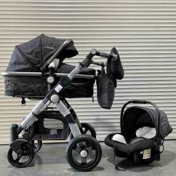 Детское 4-х колёсное шасси 3в1 600G  черный текстиль с сумкой для мам