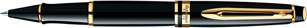 Роллерная ручка Waterman Expert Black GT. Корпус - лак, детали дизайна: позолота