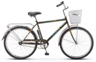Городской велосипед STELS Navigator 200 Gent 26 Z010 оливковый 19” рама с корзиной (2020)