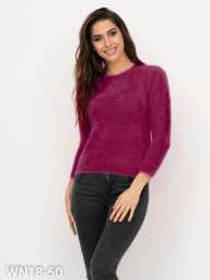Бордовый  пушистый эластичный вязаный свитер