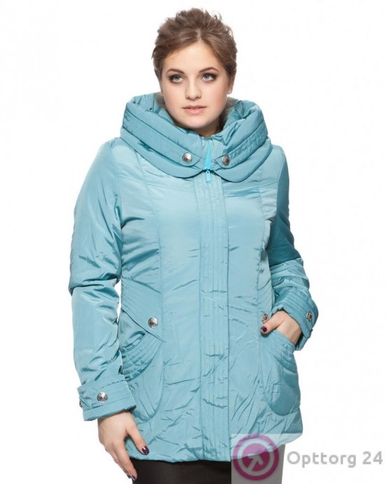 Куртка женская удлиненная с декором “пуговицы” голубая