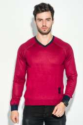 Пуловер мужской с нашивкой 50PD470 (Красно-черный)