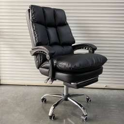 Кресло офисное с регулируемой спинкой и без подножки 909 чёрная экокожа