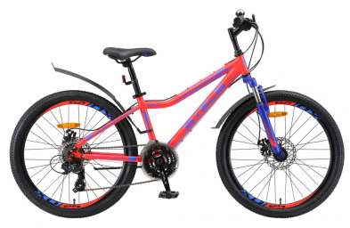 Подростковый горный (MTB) велосипед STELS Navigator 410 MD 24 V010 неоновый-красный 12” рама (2019)
