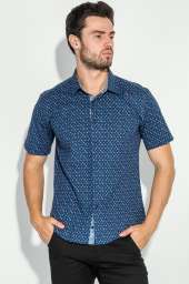 Рубашка мужская принтованная 50P1039-1 (Темно-синий)