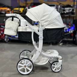 Детское 4-х колесное шасси модульное 3в1 Luxmom 608-2 new белая экокожа