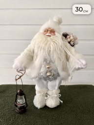 Новогодняя фигура “Дед Мороз”, 30 см, белый с фонарем, арт. BL-241028
