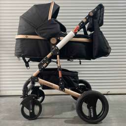 Детское 4-х колесное шасси-трансформер 2в1 Luxmom 530 Черный текстиль+сумка для мамы