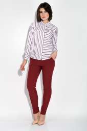 Костюм женский (рубашка,брюки) Классический 95P8024 (Бордово-белый)