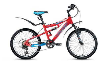 Подростковый горный (MTB) велосипед FORWARD Buran 1.0 красный/голубой матовый 13,5” рама (2017)