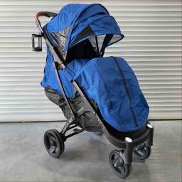Прогулочное детское 4-х колесное шасси Yoya plus max Темно-синий текстиль черная рама
