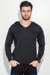 Пуловер мужской однотонный, с карманом-обманкой 50PD547 (Грифельно-фиолетовый меланж)