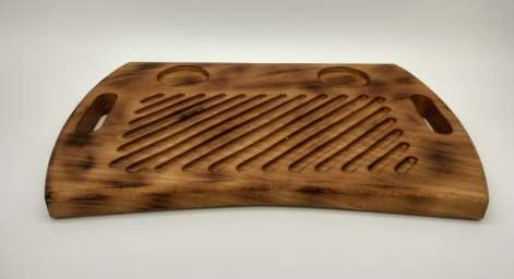 Доска сервировочная деревянная для стейка с соусником Решетка бук массив