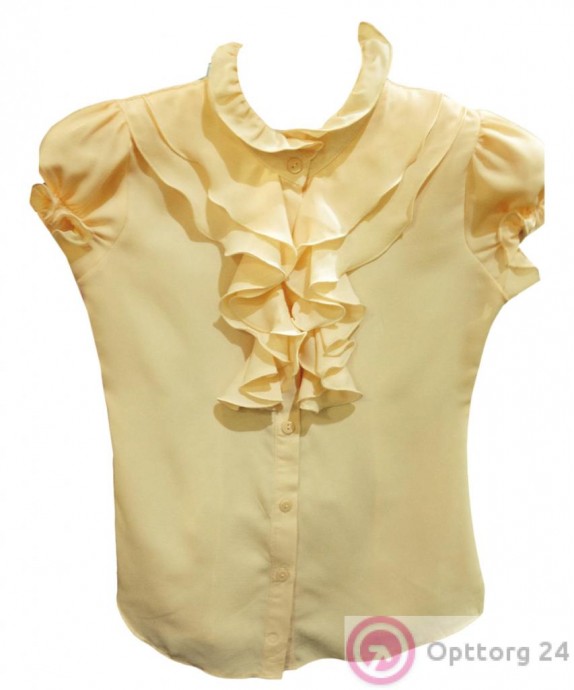 Блузка детская персикового цвета с жабо