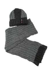 Комплект детский (для мальчика) шапка и шарф в темном оттенке 65PB13-001 junior (Графит-серый)