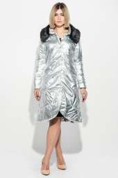Куртка женская с мехом, блестящие 69PD1061 (Серебро)