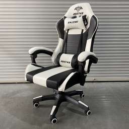 Кресло офисное с регулируемой спинкой и без подножки 205 белая экокожа с массажем