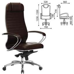 Кресло офисное МЕТТА “SAMURAI” KL-1, кожа, темно-коричневое
