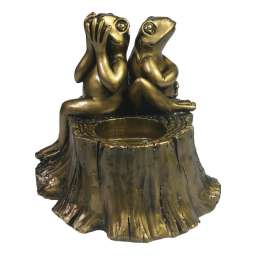 Изделие декоративное Лягушки на пне (золото), L11W13,5H13см