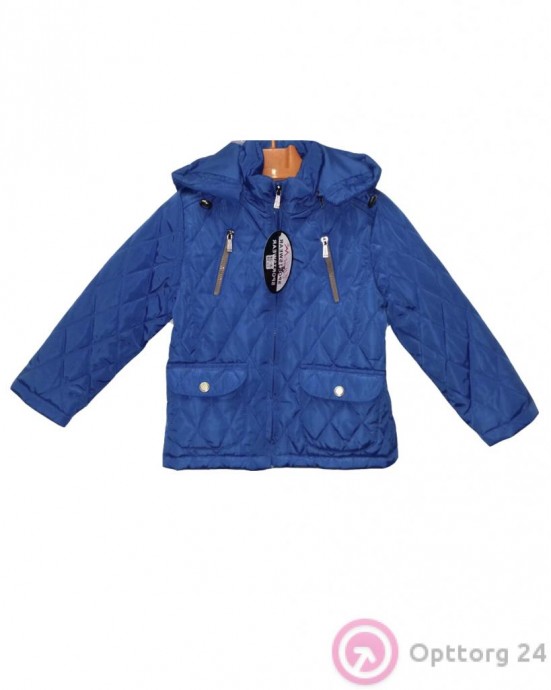 Куртка детская синего цвета с прострочкой в ромбик