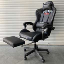 Кресло офисное с регулируемой спинкой и подножкой 118 черная экокожа