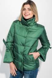 Куртка женская с бантиками на рукавах 72PD201 (Темно-зеленый)