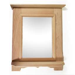 Деревянное зеркало с полкой для бани и сауны
