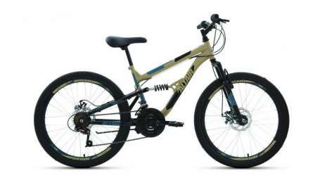 Подростковый горный (MTB) велосипед ALTAIR MTB FS 24 Disc бежевый/черный 15” рама