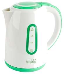 Delta Чайник электрический 1,7л DELTA DL-1080 белый с зеленым