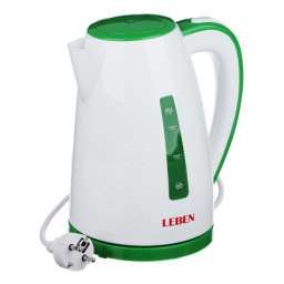 LEBEN Чайник электрический 1,7л, 2200Вт, пластик, белый с зеленым, с рисунком