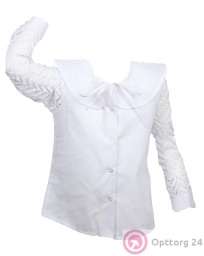 Блузка детская белая с кружевными рукавами
