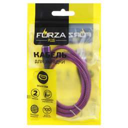 FORZA Кабель для зарядки, спиральная тканная оплетка, Micro USB, 2А, 1м, пластик