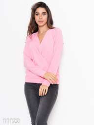Розовая шифоновая блуза с запахом