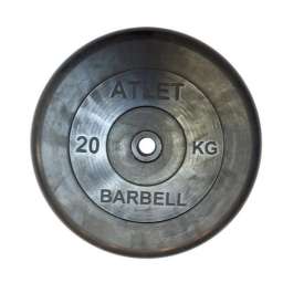 Диск обрезиненный черный Atlet Barbell d-31 20 кг