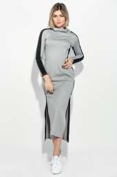 Платье женское с разрезами по бокам 70PD5005 (Серый меланж)