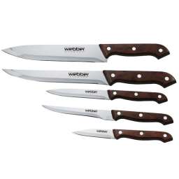 Набор ножей 5предметов Webber ВЕ-2235 в блистере коричневая ручка