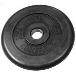 Диск обрезиненный черный Mb Barbell d-31 20 кг