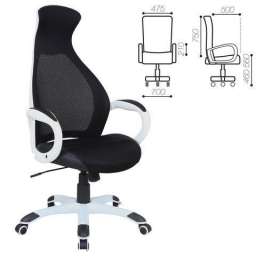Кресло офисное BRABIX PREMIUM “Genesis EX-517”, пластик белый, ткань/экокожа/сетка черная, 531573