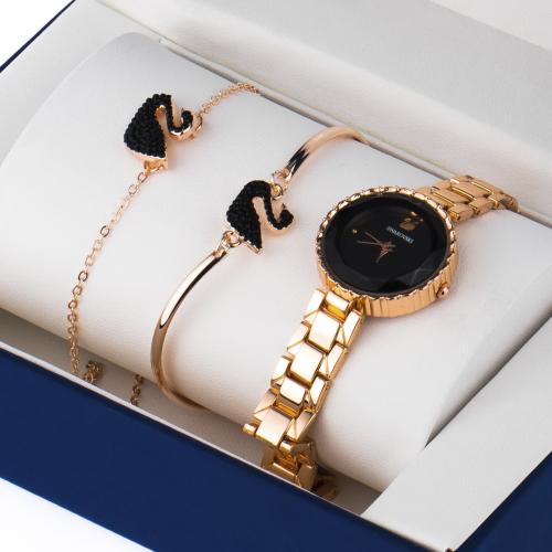 Женский подарочный набор, наручные часы, браслет и подвеска