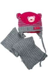 Комплект детский шапка и шарф 65P13-017 junior (Серо-малиновый)