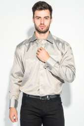 Рубашка мужская в полоску 50PD709-8 (Бежево-серый)
