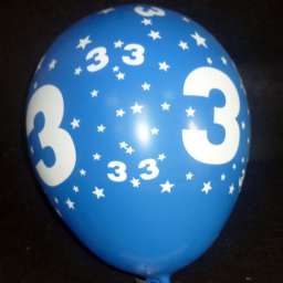 Воздушный шар (32см) Цифра Три (100 штук)
