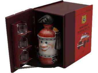 Подарочный набор: фляга “Огнетушитель” + 3 стопки в трёхтомнике “Пожарная безопасность”