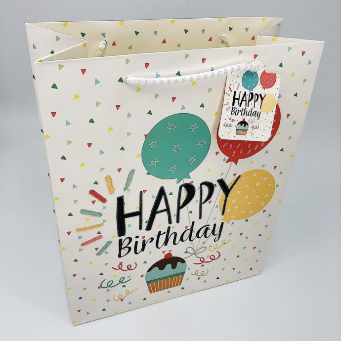 Пакет подарочный “Happy birthday cake”, S