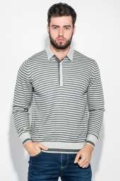 Пуловер мужской в полоску 50PD551 (Серый гранит)