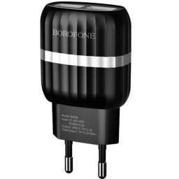 Сетевой адаптер питания BOROFONE BA25A 2USB 2.4A  (черный)
